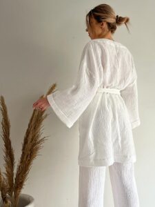 Set kimono și pantalon muselină