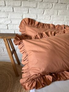 BURNT ORANGE- Fețe perna cu volanase (2 pcs) - imagine 2