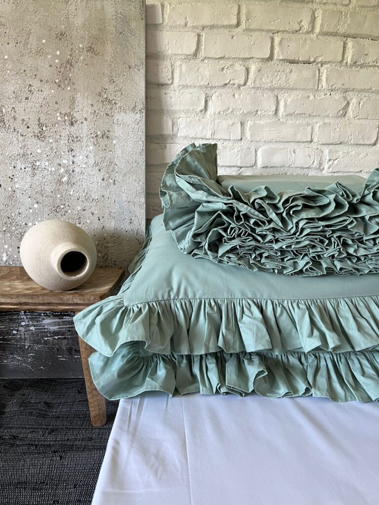 Set lenjerie cu volanase, culoare MINT GREEN, 4 piese - imagine 2
