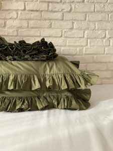 Set lenjerie cu volanase, culoare OLIVE GREEN, 4 piese - imagine 3