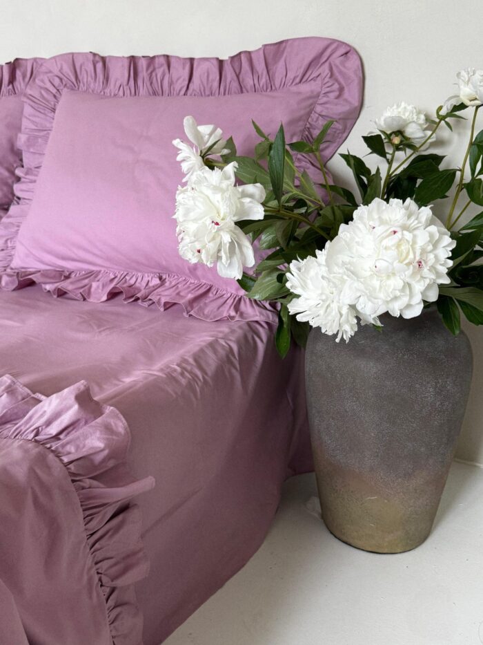 Set lenjerie cu volanase, culoare DUSTY ROSE, 4 piese - imagine 2