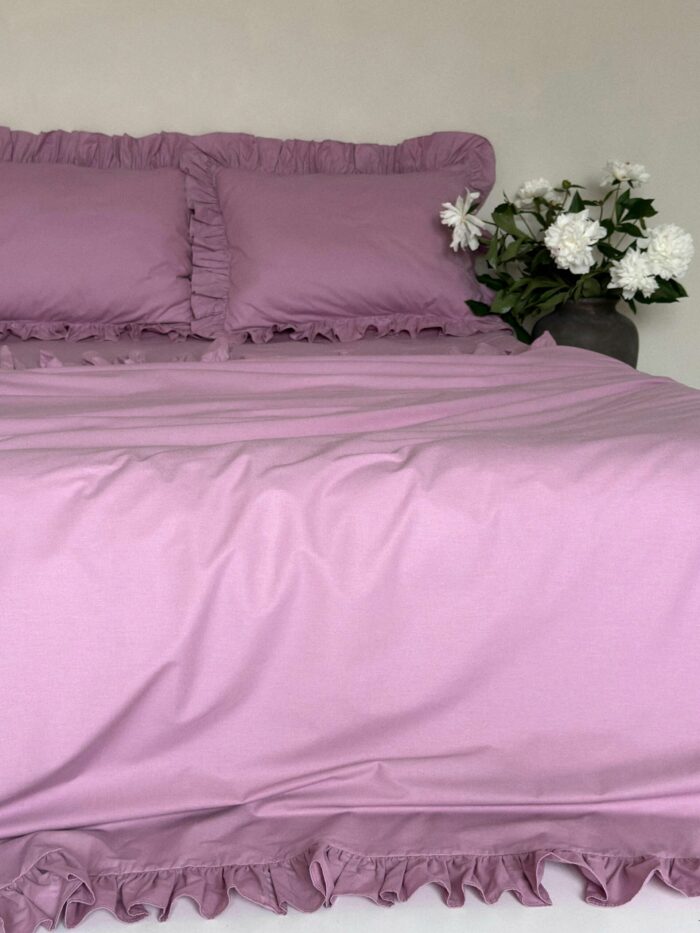 Set lenjerie cu volanase, culoare DUSTY ROSE, 4 piese - imagine 3