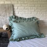 Fețe perna cu volanase, culoare MINT GREEN, 2 piese