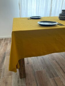 FAȚĂ DE MASĂ CLASICĂ DIN BUMBAC PRESPĂLAT - SUNFLOWER YELLOW - imagine 2