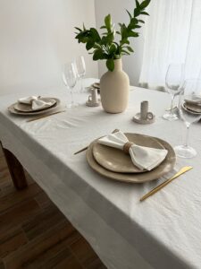 FAȚĂ DE MASĂ CLASICĂ DIN BUMBAC PRESPĂLAT - PURE WHITE