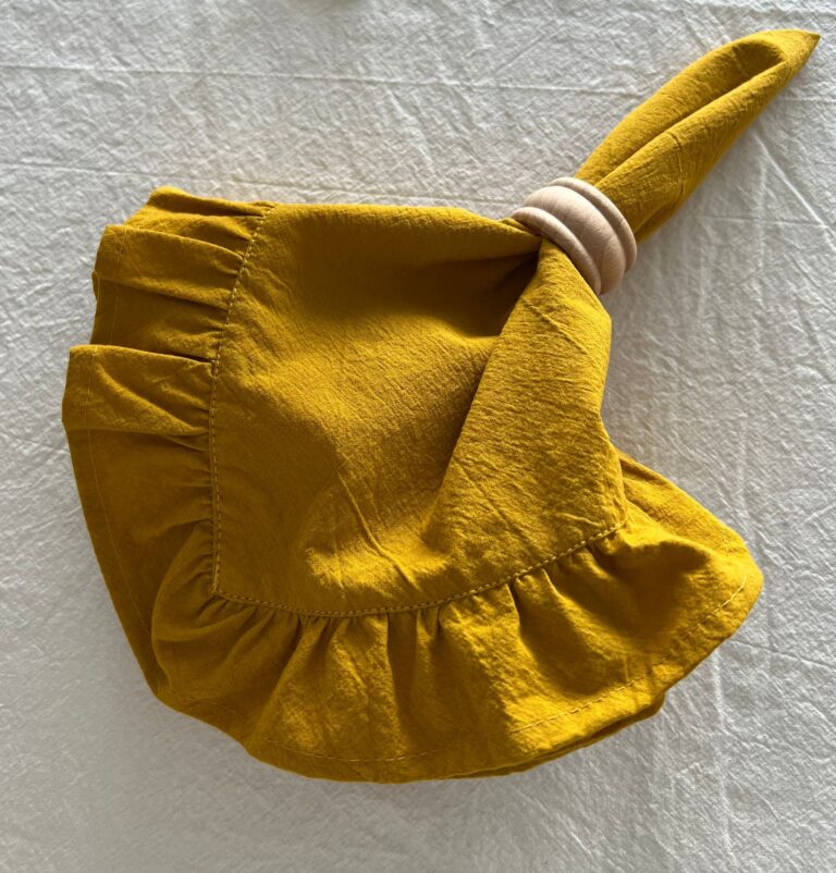 ȘERVETE DIN  BUMBAC PRESPĂLAT CU VOLĂNAȘE - SUNFLOWER YELLOW (SET DE 2) - imagine 4