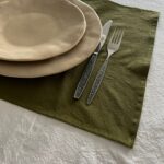 SUPORT FARFURIE DIN BUMBAC PRESPĂLAT CLASIC - OLIVE GREEN