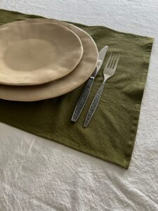 SUPORT FARFURIE DIN BUMBAC PRESPĂLAT CLASIC - OLIVE GREEN