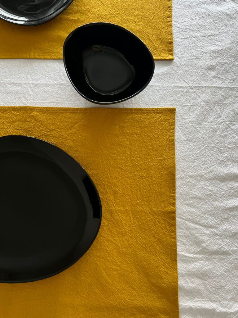 SUPORT FARFURIE DIN BUMBAC PRESPĂLAT CLASIC - SUNFLOWER YELLOW - imagine 2