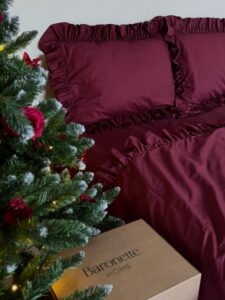Set lenjerie cu volanase, culoare DARK BURGUNDY, 4 piese - imagine 3