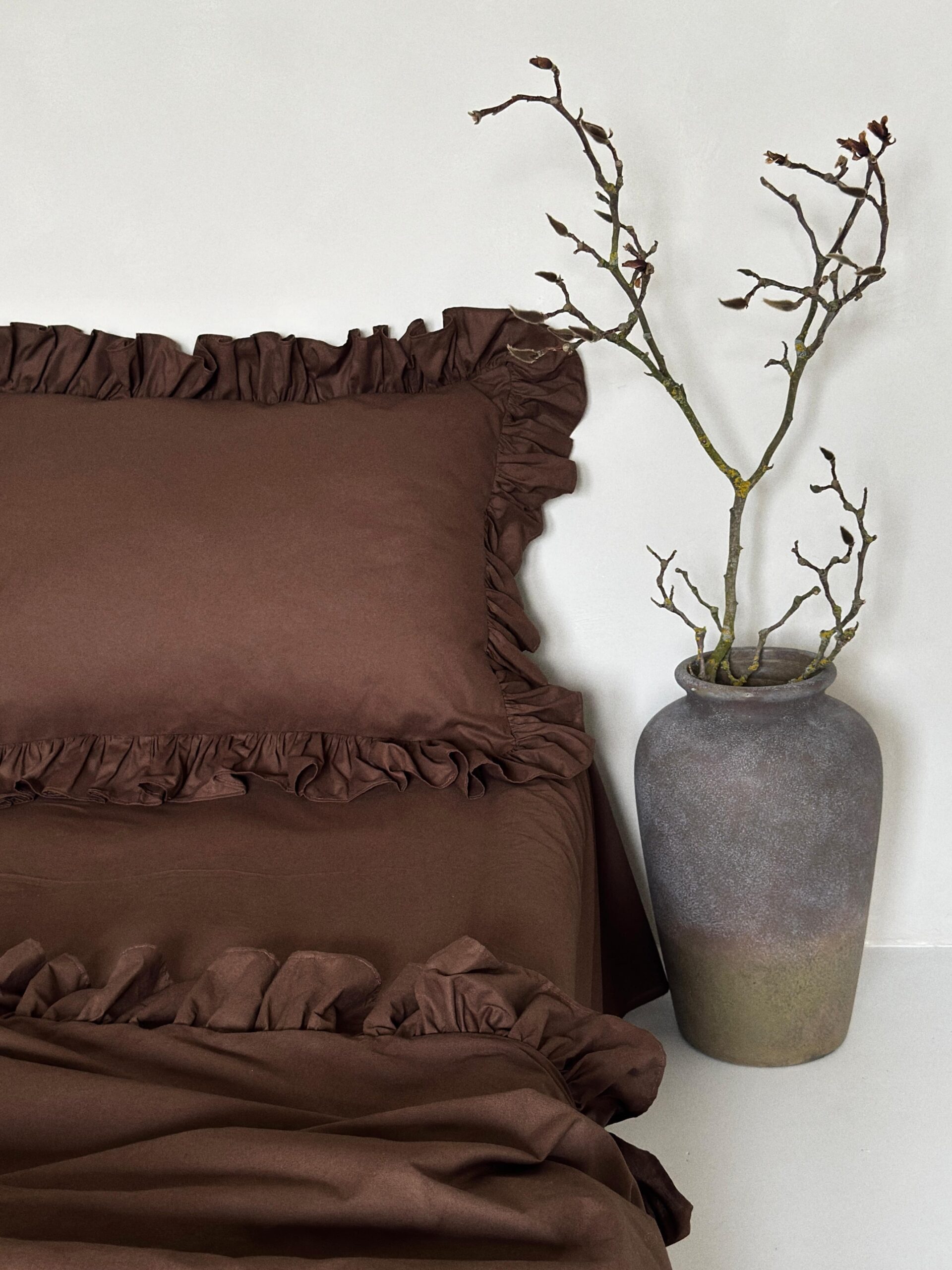 kl Fețe perna cu volanase, culoare CHOCOLATE BROWN, 2 piese - imagine 1