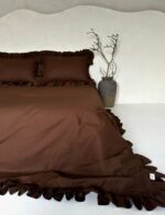 Set lenjerie cu volanase, culoare CHOCOLATE BROWN, 4 piese - imagine 3