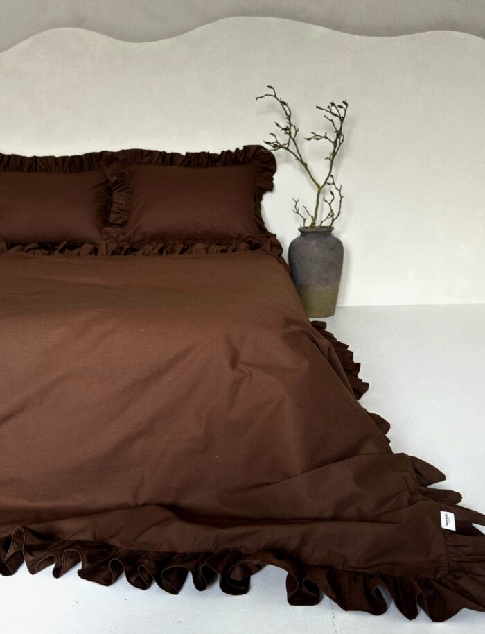 Set lenjerie cu volanase, culoare CHOCOLATE BROWN, 4 piese - imagine 3