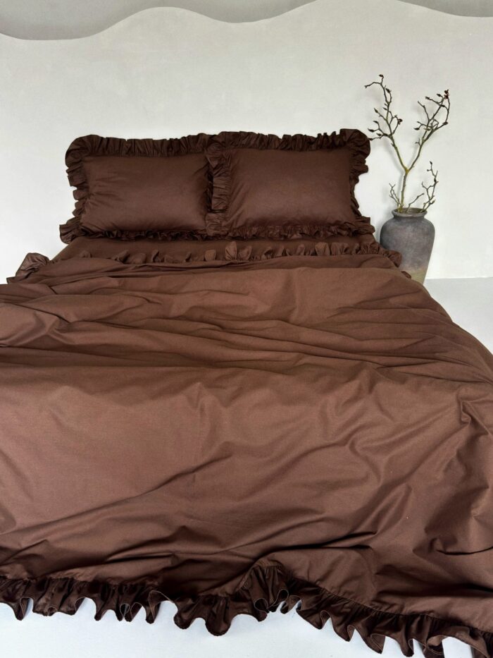 Set lenjerie cu volanase, culoare CHOCOLATE BROWN, 4 piese - imagine 2