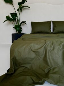 Set Lenjerie Clasica, culoare OLIVE GREEN, 4 piese - imagine 2