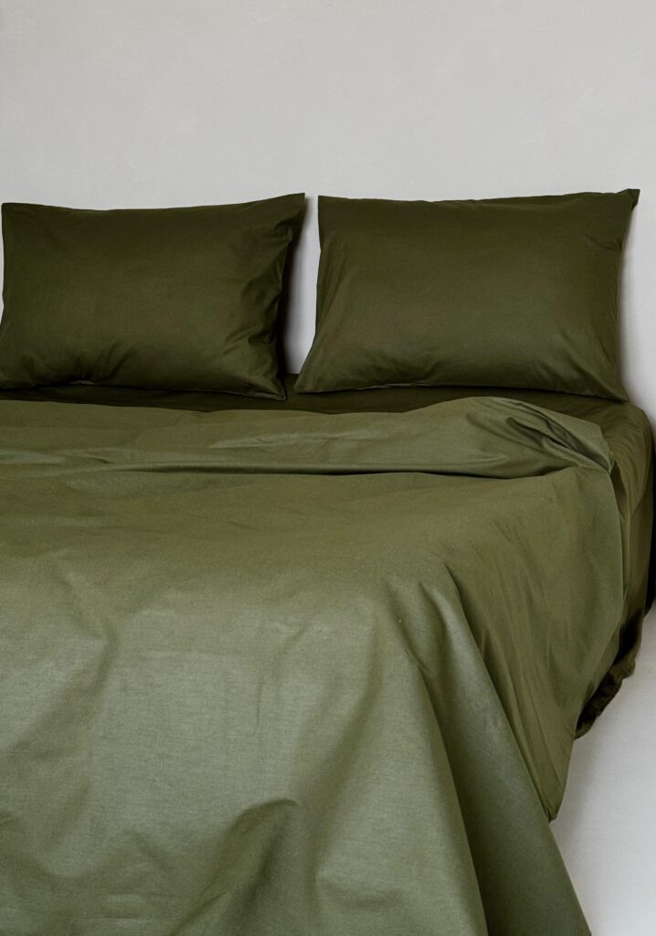 Set Lenjerie Clasica, culoare OLIVE GREEN, 4 piese - imagine 4