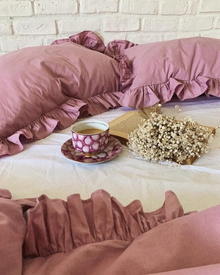 Set lenjerie cu volanase, culoare DUSTY ROSE, 4 piese - imagine 5