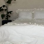 Set lenjerie din muselina cu volanase, culoare IVORY, 3 piese