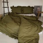 Set lenjerie cu volanase, culoare OLIVE GREEN, 4 piese
