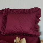 Fețe perna cu volanase, culoare DARK BURGUNDY, 2 piese