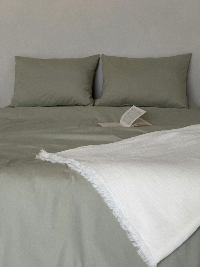 Set Lenjerie Clasica, culoare SAGE GREEN, 4 piese - imagine 4