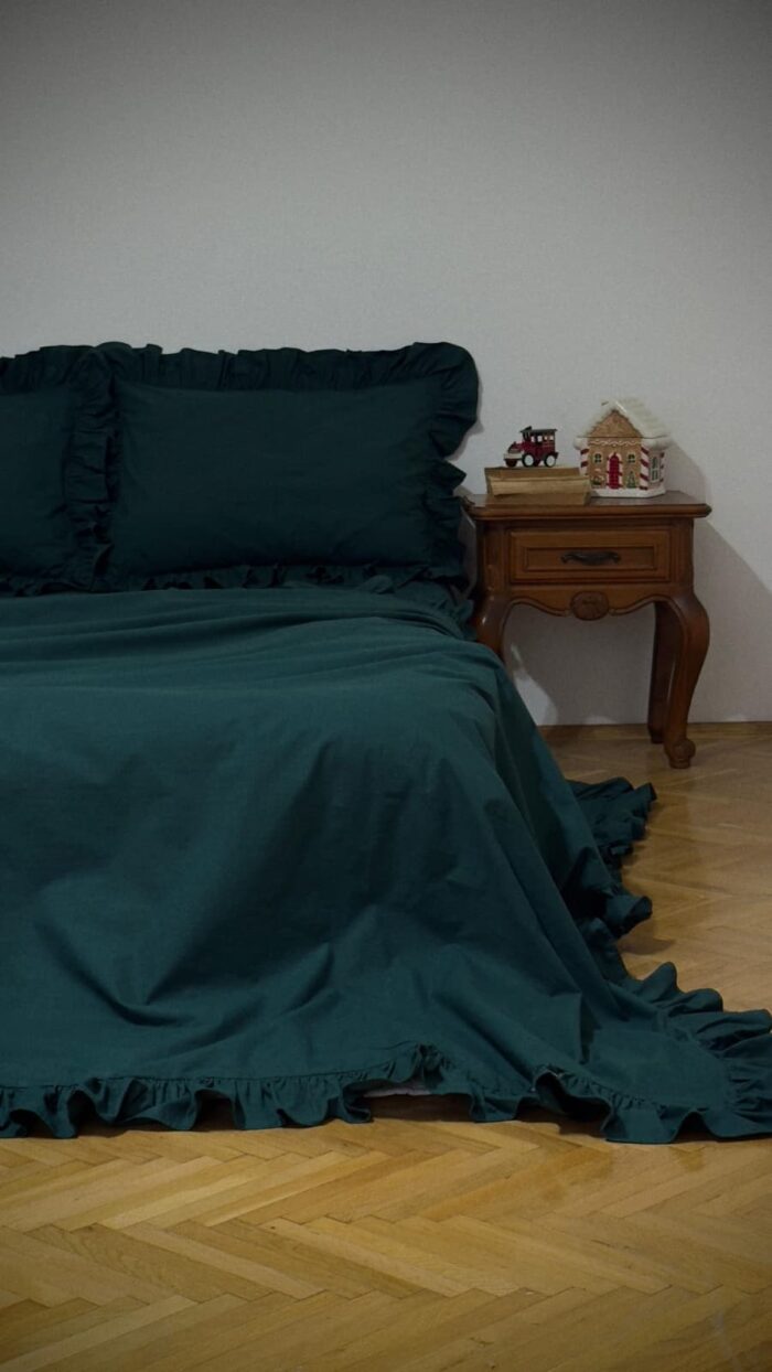Set lenjerie cu volanase, culoare FOREST GREEN 4 piese - imagine 4