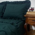 Fețe perna cu volanase, culoare FOREST GREEN, 2 piese