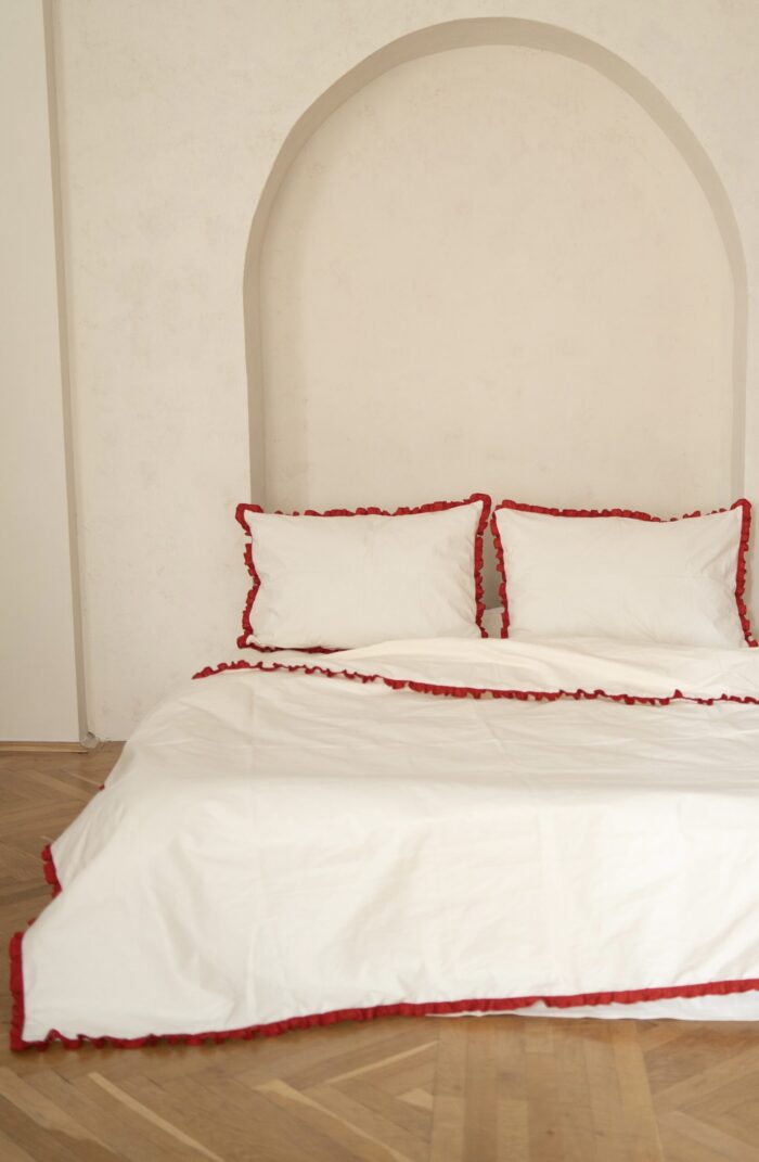 Set lenjerie cu volanase delicate, culoare IVORY, 4 piese - imagine 5