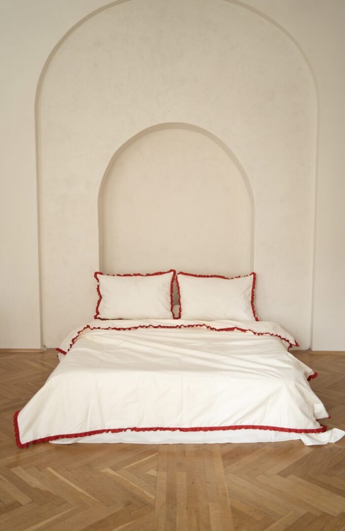 Set lenjerie cu volanase delicate, culoare IVORY, 4 piese - imagine 3