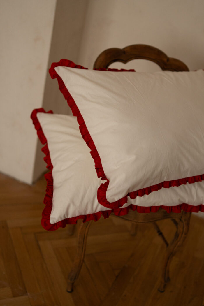 Fețe perna cu volanase delicate,  culoare IVORY, 2 piese - imagine 5